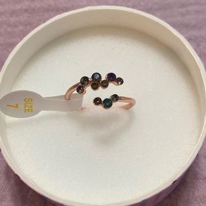 Bomb Party Ring, Rose Gold Plating, Lab Created Rainbow Tourmaline